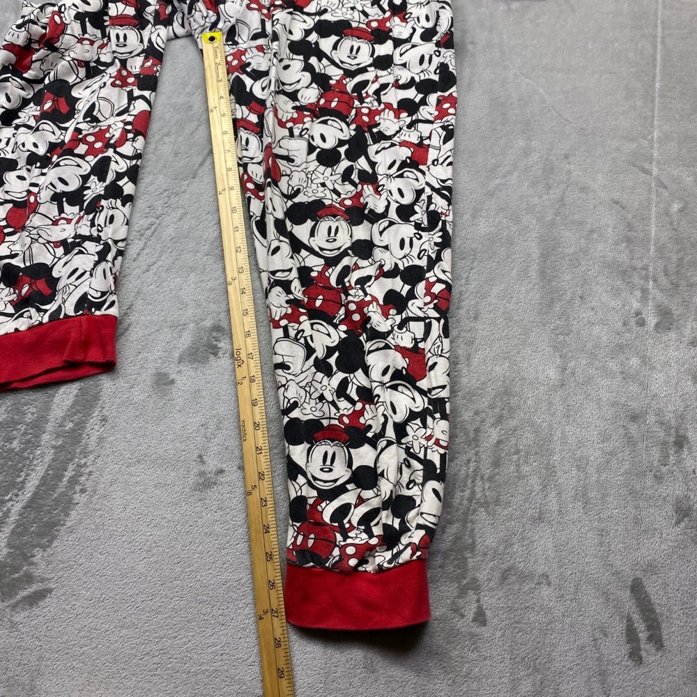 Disney Minnie Mouse All Over‎ Print Hooded Pajama Onesie Sleepwear Red Trim Sz M - Picture 2 of 11